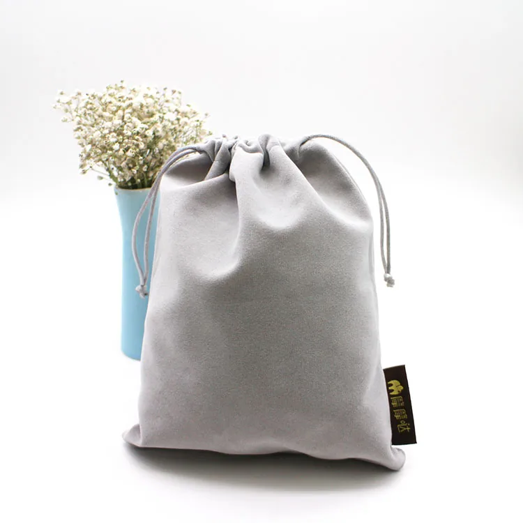 
New design customized white velvet jewelry drawstring gift bag with logo 