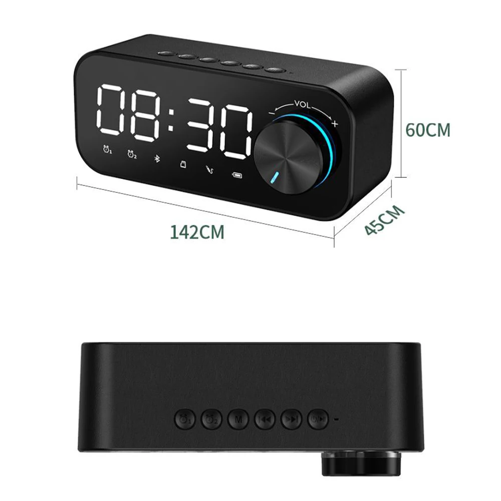  B126 2020 New Wireless BT Speaker Alarm Clock Digital Display LED Subwoofer Music Player