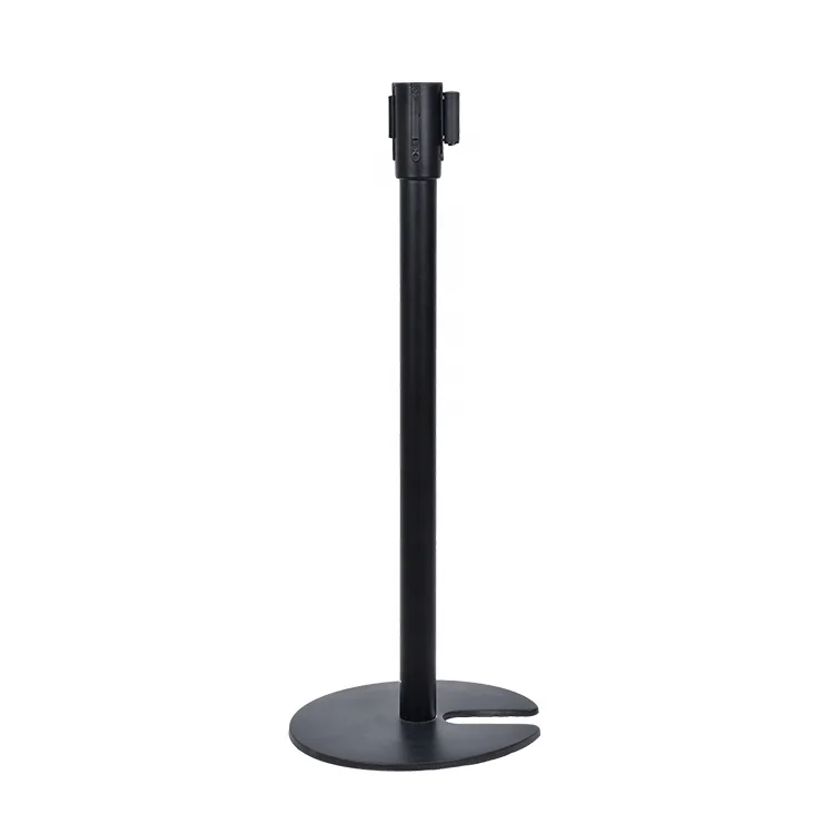 Black Stackable Retractable Belt Stanchions with U-shape Base