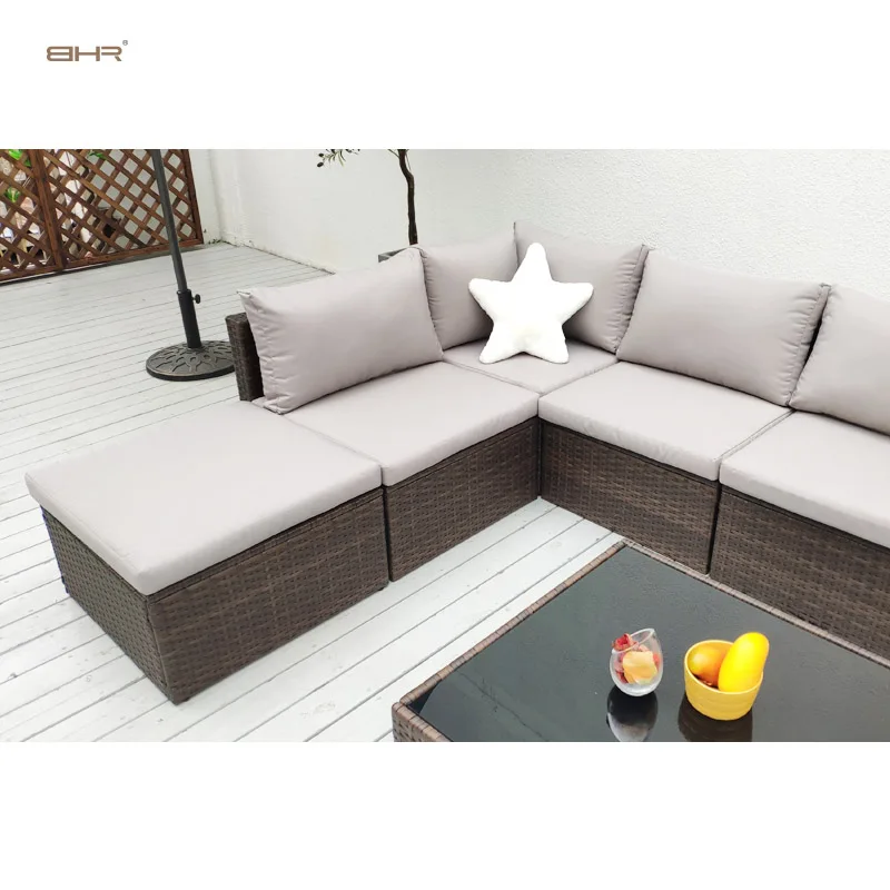 BHR 7 Piece Wicker Rattan Furniture Garden Sofa Weave Rattan Outdoor Sofa Set