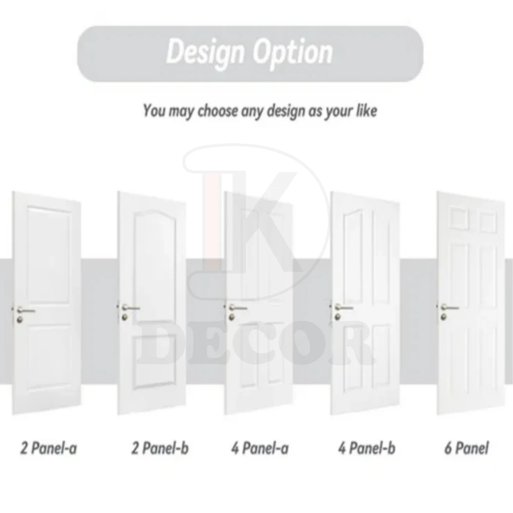 96 Inch 2 Panel White Pre Hung Interior Hollow Core Molded Wooden Doors For Home