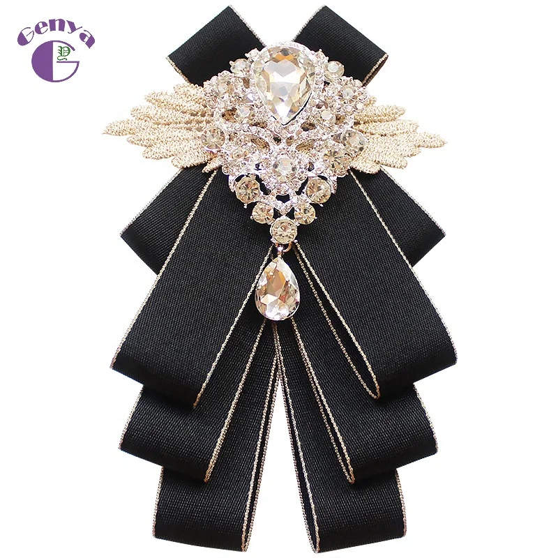 GENYA Upscale diamond encrusted man British style cravat master of ceremonies groom best man dress party suit bow tie