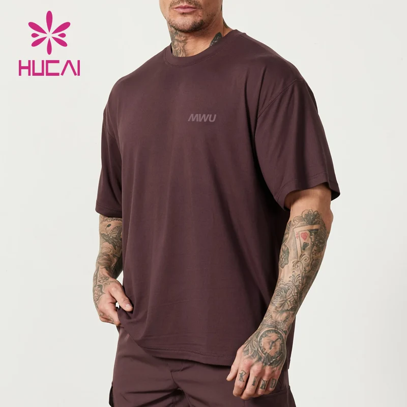 Custom logo workout Men 100% cotton heavyweight print t shirt box fit running pump cover oversized gym shirt