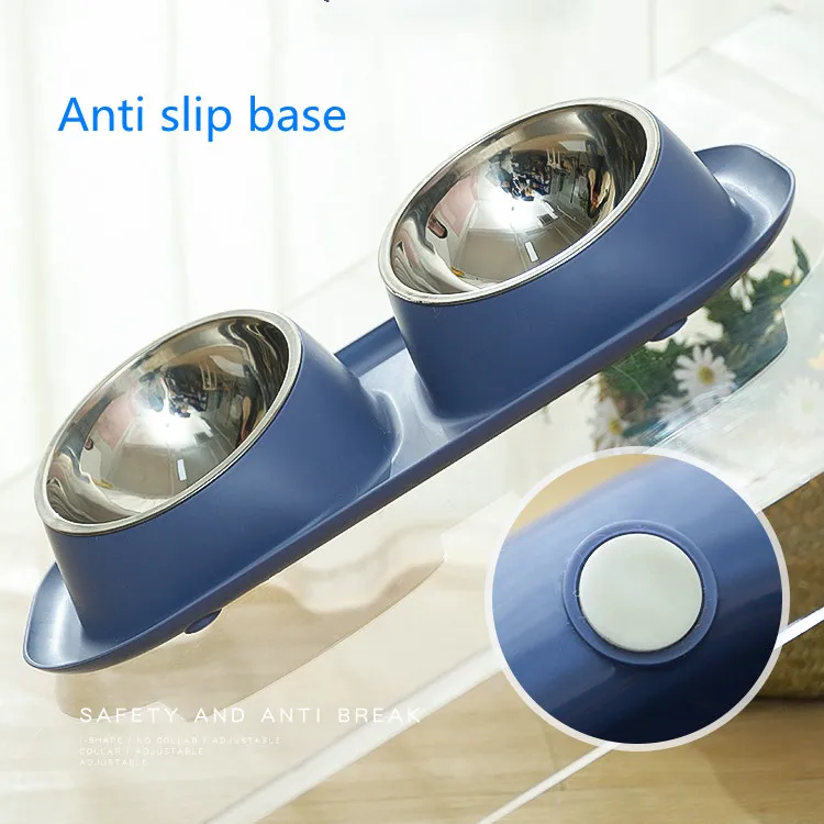 Hoopet Double Stainless Steel Pet Dog Feeder Bowl Kit With Anti Slip Mat