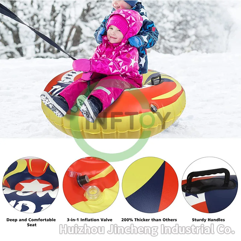 Снеговая труба, 48 дюймов снежные сани с ручкой для зимних видов спорта на открытом воздухе, надувная снеговая труба зимние Heavy Duty Санки лыжное кольцо для