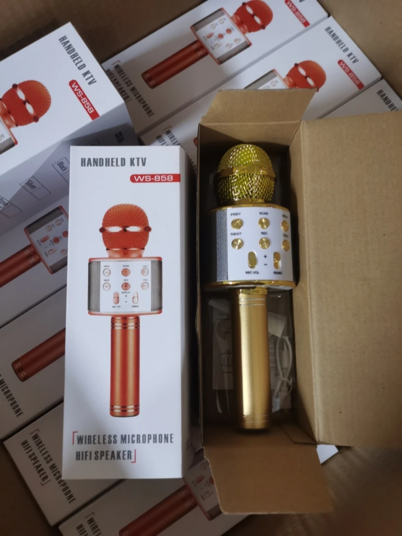 cheapest WS858L colourful led light microphone wireless speaker portable speaker within FM HIFI outdoor speaker for KTV speach