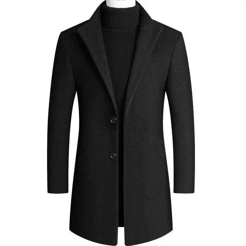 Autumn Winter Mens Windbreaker Coat Slim Fit Business Casual Long Trench Coat Man Spring Outerwear