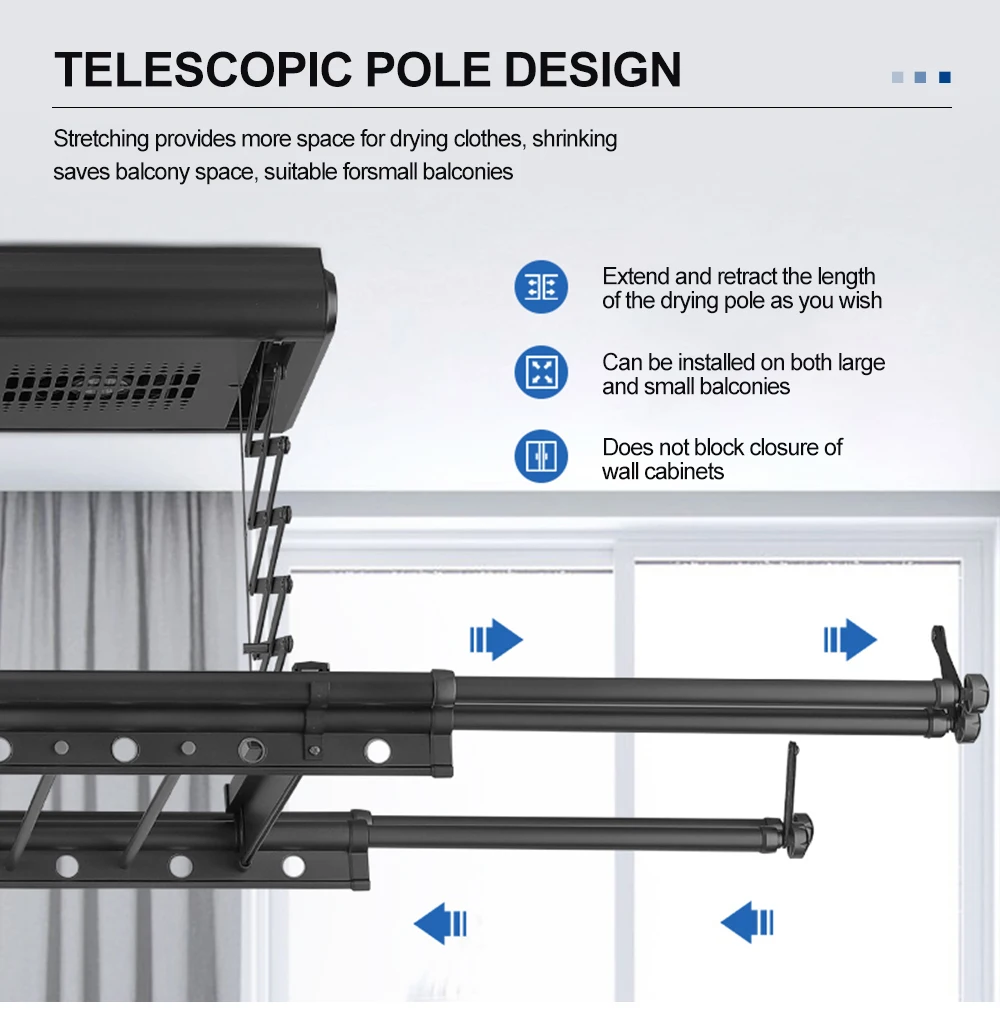 Hot Sale Folding Sterilize Clothes Dryer Ceiling Metal Automatic Clothes Drying Rack Balcony Ceiling Mounted For Laundry Shop