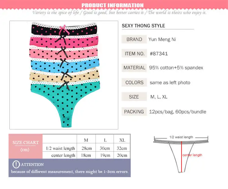Cute sprinted spot cotton underwear thong panties for young girl factory price wholesale underwear