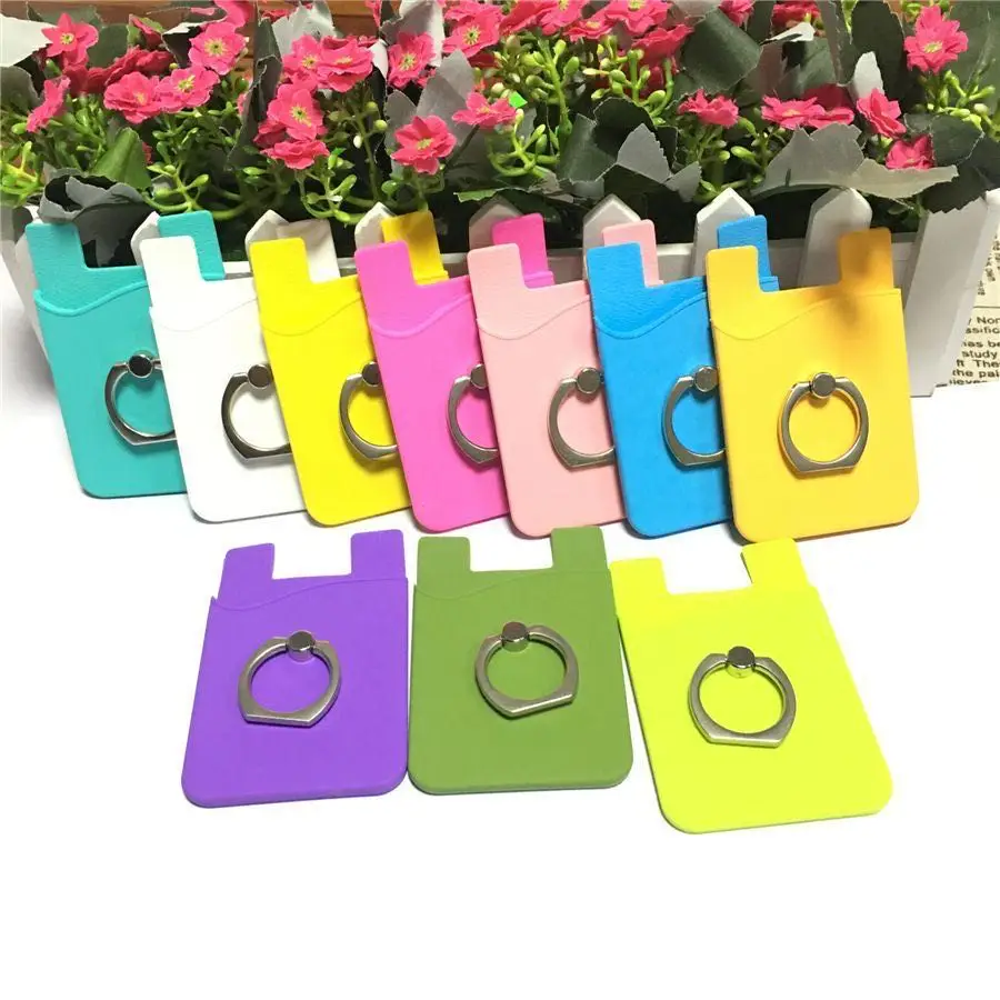 smartphone silicone ID card holder wallet customer logo mobile phone card pocket