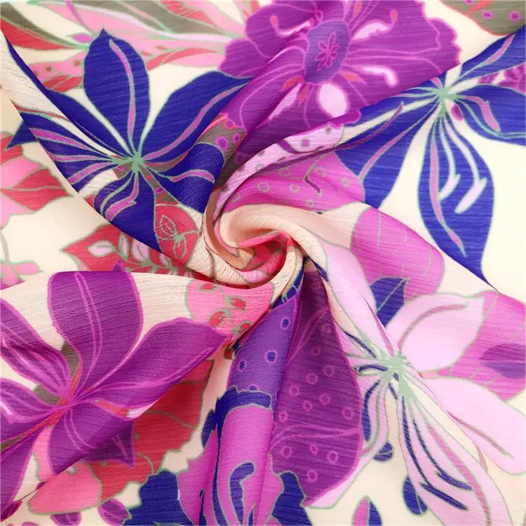 Hot Sale Woven Floral Polyester Yoryu Crepe Flower Digital Printing Fabric