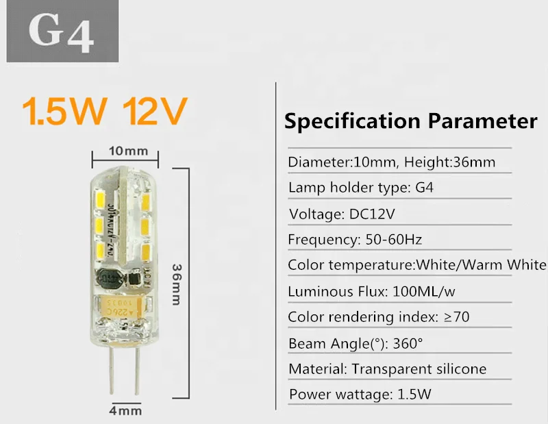 DC 12V G4 светодио дный светильник шарик 1 5 W 3W 4W s силиконовая лампа SMD3014 Точечный люстра ing замена галогенная