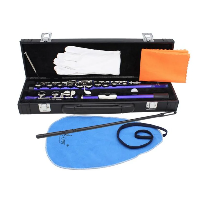 16-hole C-tone color Flute nickel-plated closed key plus E-key professional brass Flute