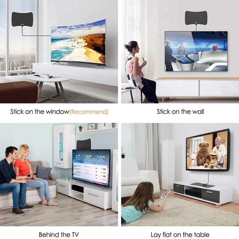 Цифровая комнатная ТВ антенна Hdtv с 4K Hd/Vhf/Uhf/Fm Усилитель сигнала для цифрового Dvb-T/Dvb-T