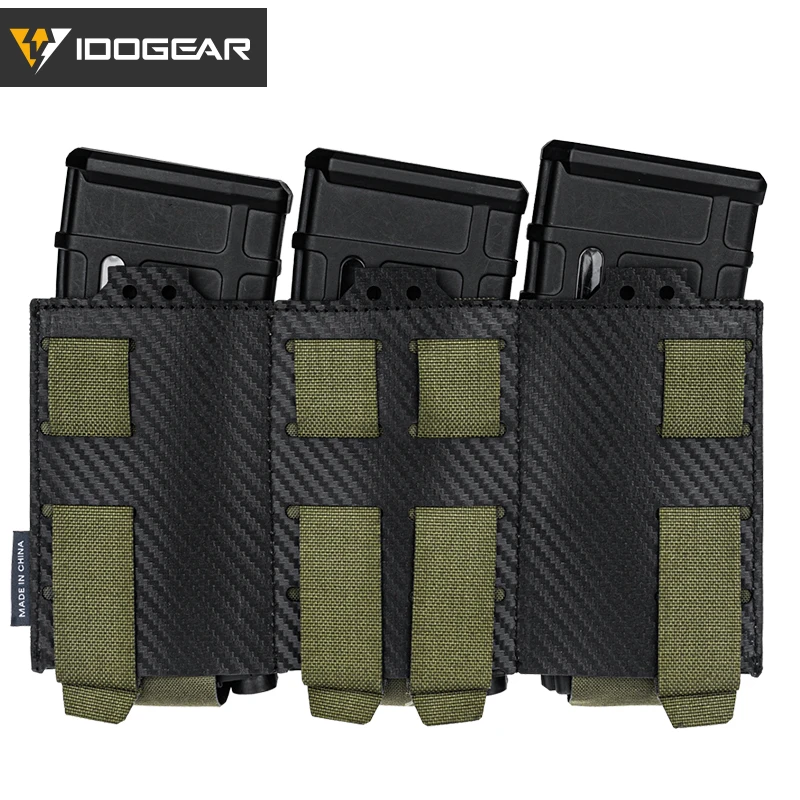 IDOGEAR 500D Nylon Carbon fiber Mag Pouch Ranger Green  Molle Tactical M4 Magazine Pouch for 5.56mm Mags
