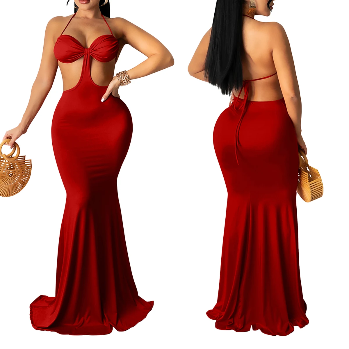 Summer womens sexy clothing halter hollow out backless evening gowns for women dress long