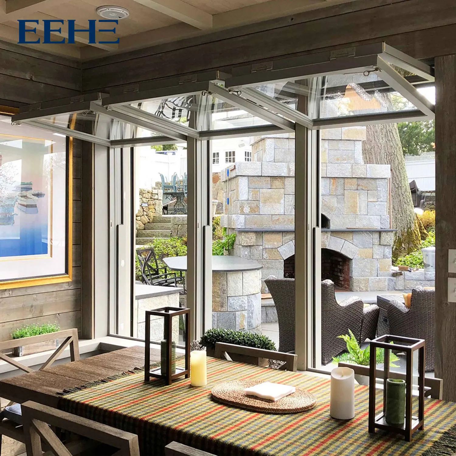 Hot Sale Sound proof burglar proof bifold windows automatic vertical lift up Manufacturing Aluminum House Folding Windows