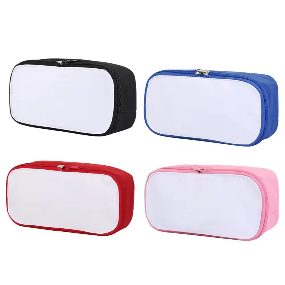 Htpmart Sublimation Kids Student Use Oxford Polyester One Layer Removeable  Pencil Case Pencil Cover  Red Blue Pink Black