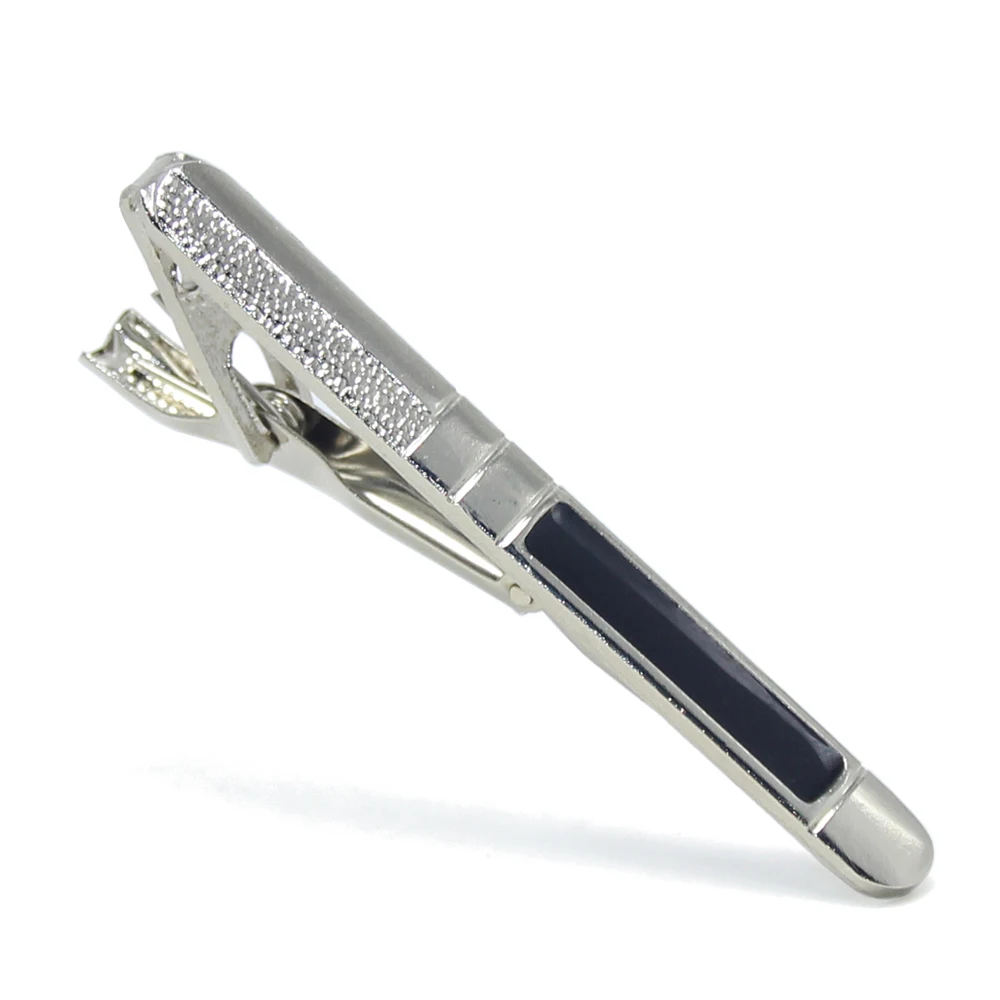 Fashion Jewelry Men Gifts Metal Necktie Bar Dress Shirt Accessories Tie Pin Wedding Ceremony Blank Simple Black Silver Tie Clip