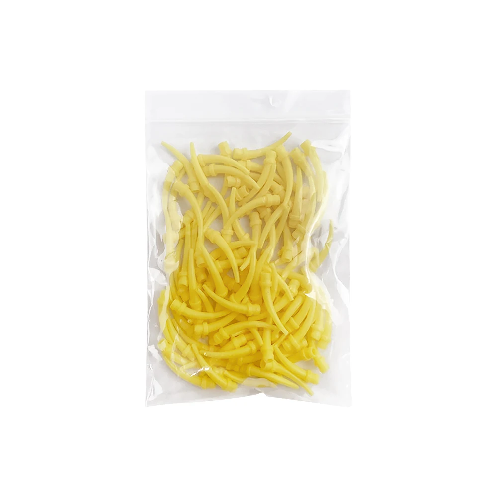 Silicon Dental Impression Material Mixing Tips Yellow Disposable Tube Dentistry Rubber Conveying Mixing Head Nozzle