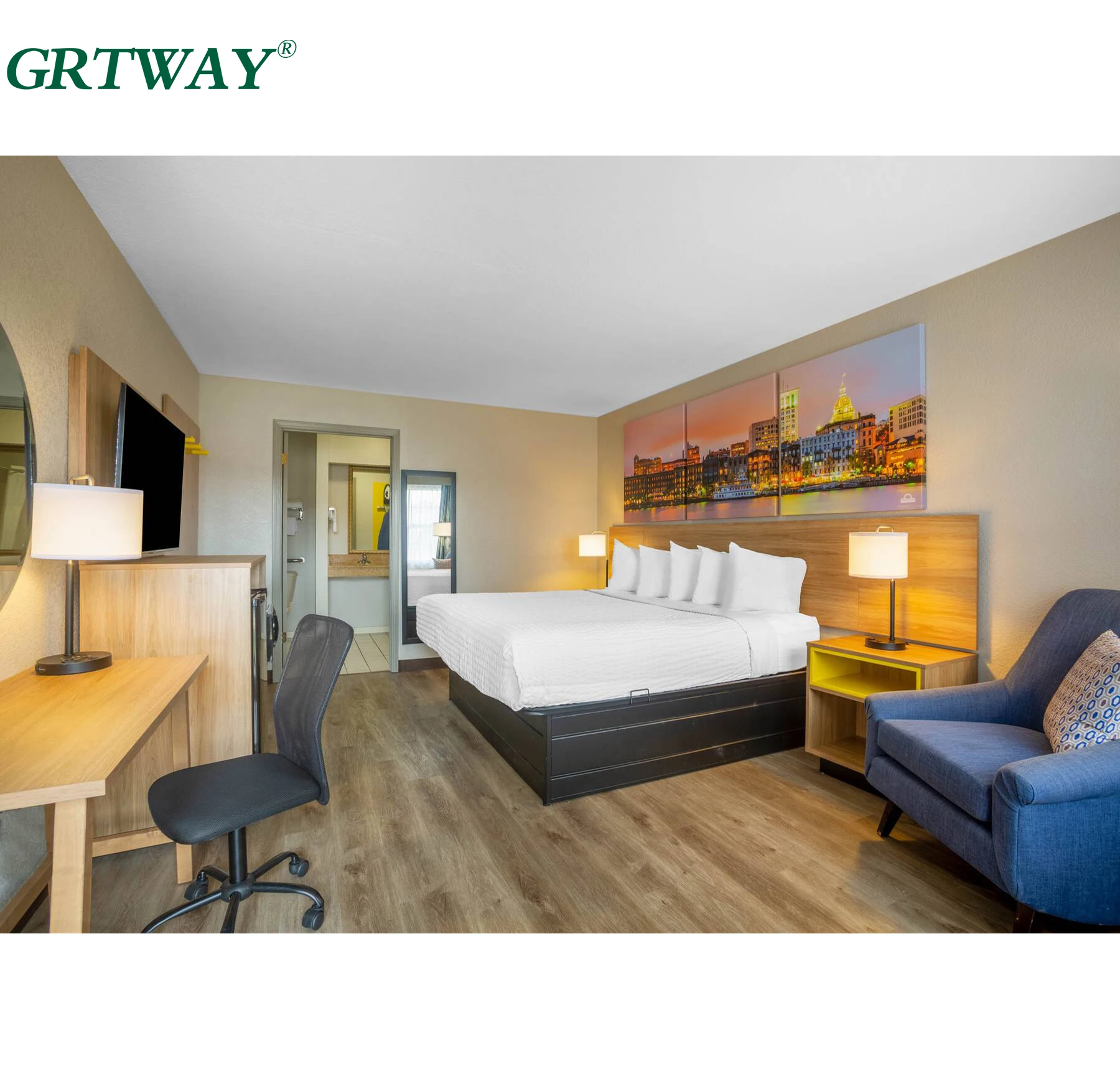 GRT6550 Hotel Furniture Factory for Sale Days Inn Dawn Scheme King Size Hotel Bedroom Sets Furniture Hotel