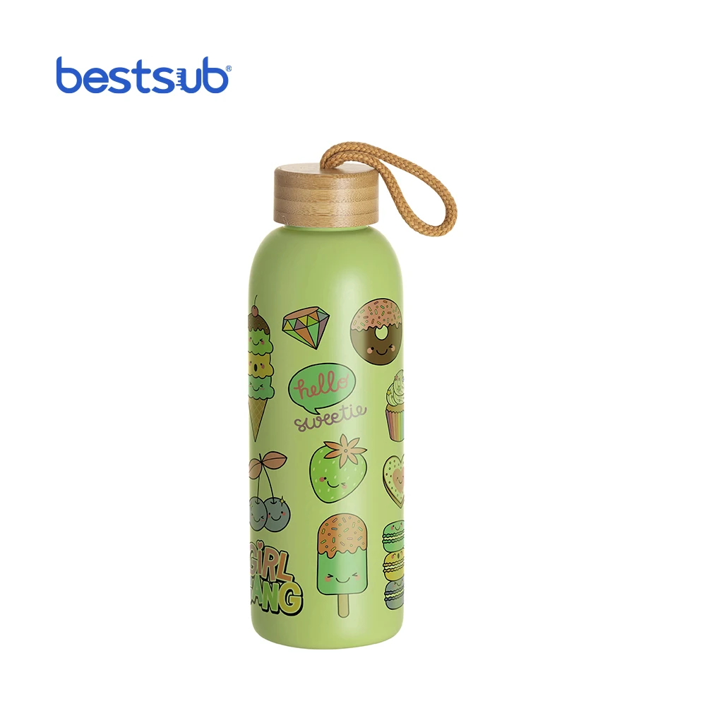 Оптовая продажа индивидуальные сублимационные заготовки BestSub 25 унций 750 мл цветная матовая стеклянная бутылка стакан с бамбуковой