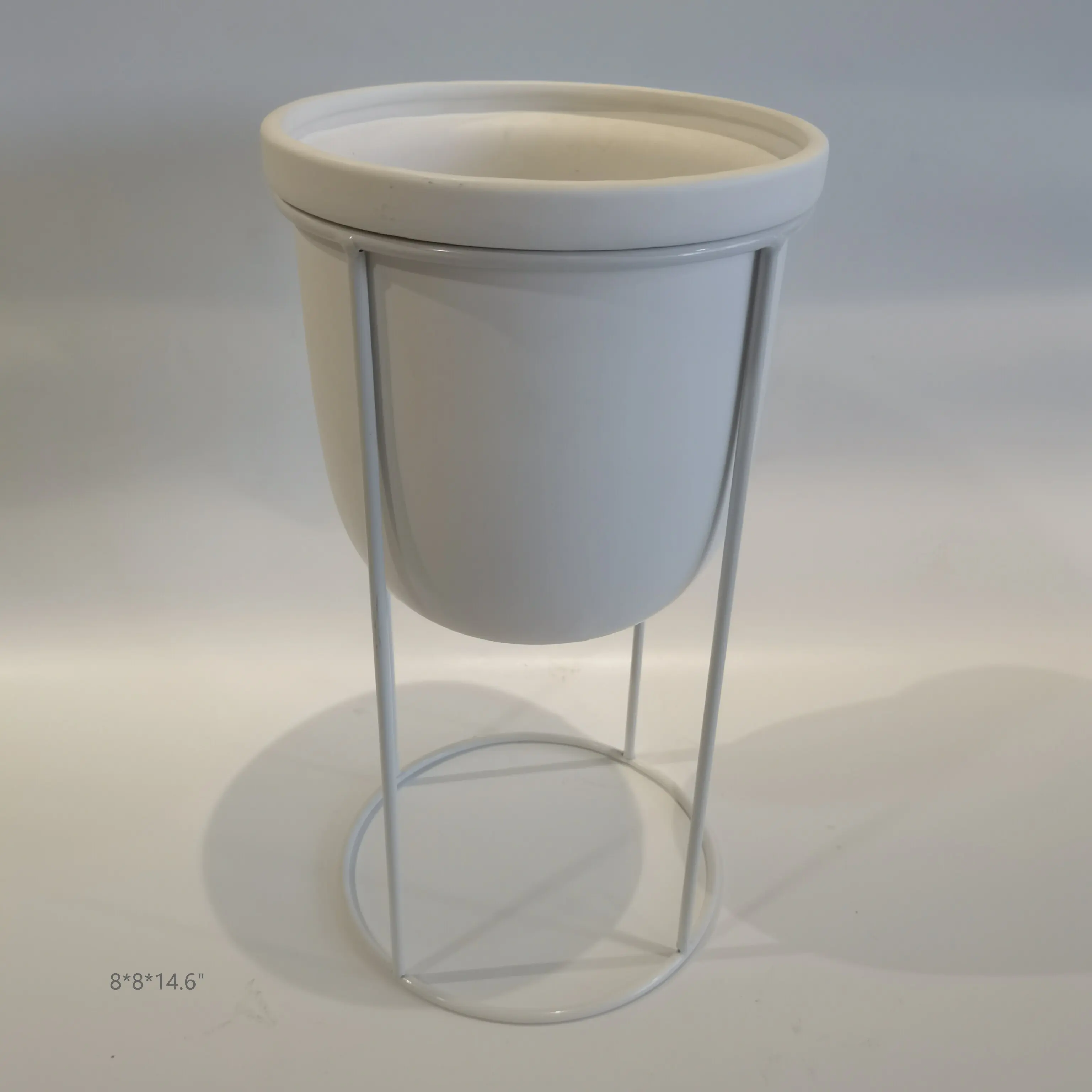 Nordic simple home flower pot ceramic orchid special pot balcony garden flower planting pot With iron rack