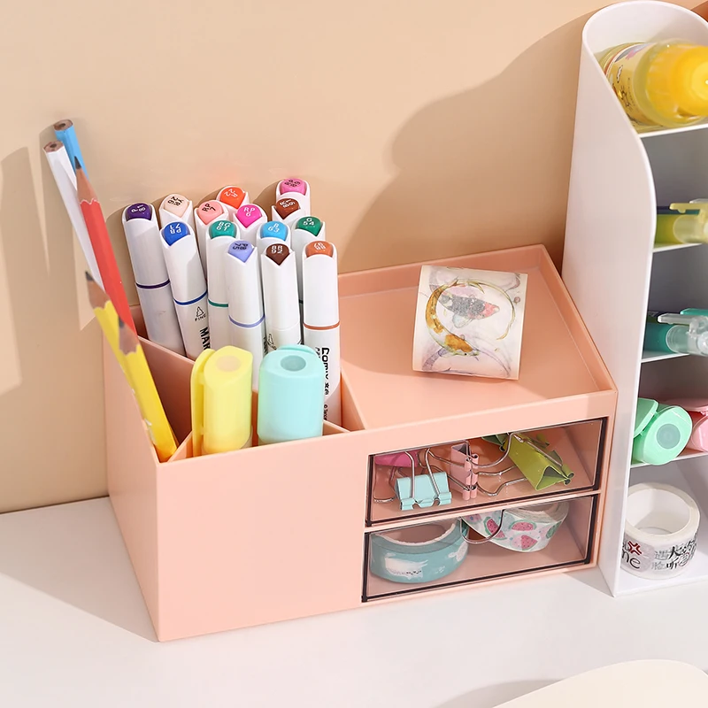 Comix 3 Compartment Desk Monitor Stand Riser Multifunctional Office Supplies Sliding Organizer Box Swivel