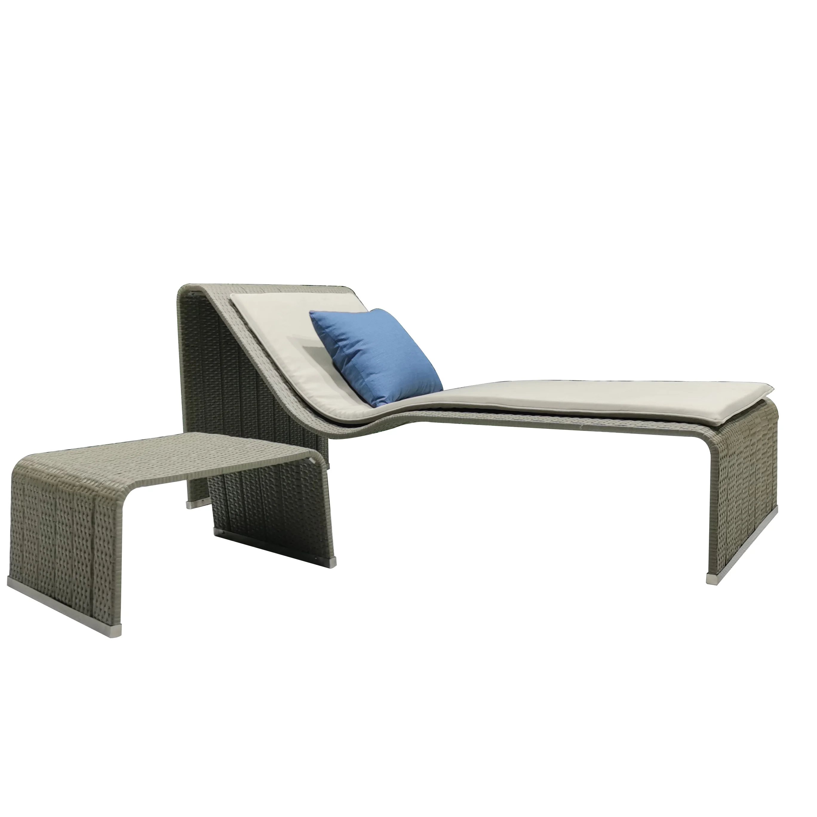 Hand-woven rattan wave-shaped aluminum frame outdoor furniture beach chair