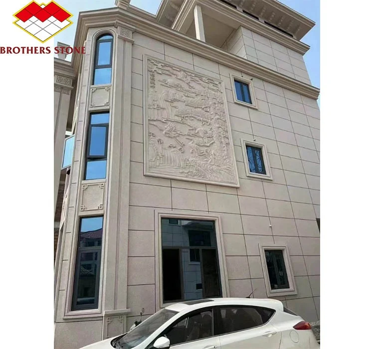 Modern Graphic Design Project Solution 590*290MM Sandstone Flexible Stone Tile Honed Cut-to-Size for Exterior Wall Cladding