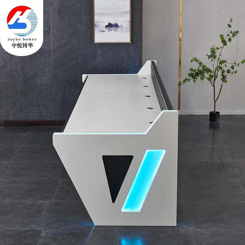 hot sale Monitoring Console Desk with Acrylic light strip for monitoring room  three person seat shining and elegant