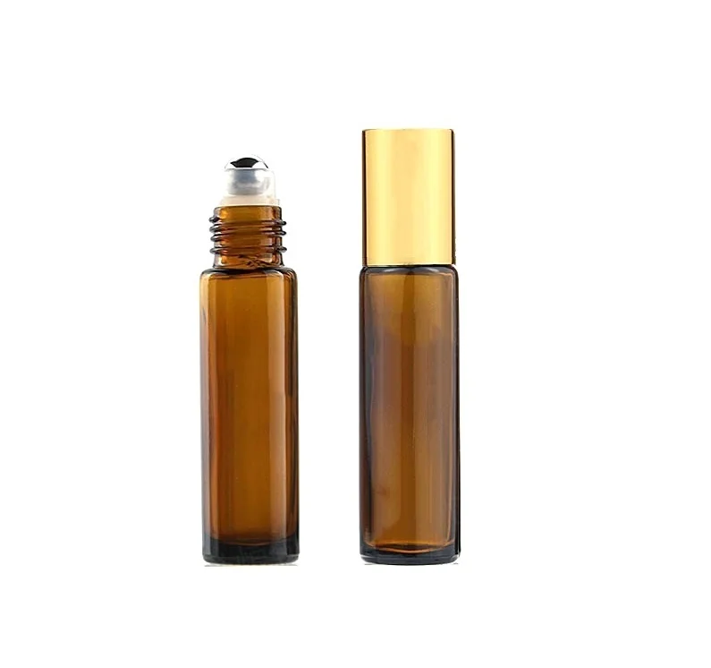 3ml 5ml 10ml Amber Blue Skin Care Glass Roll on Bottle 10m Roller Essential Oil Bottle with Roller Ball Cap