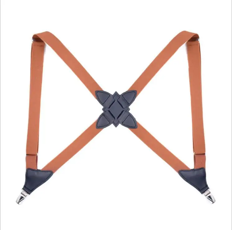 Mens Solid Color X-Back Classic Holster Type Heavy Duty Elastic Adjustable Braces Trucker Side Clip Suspenders