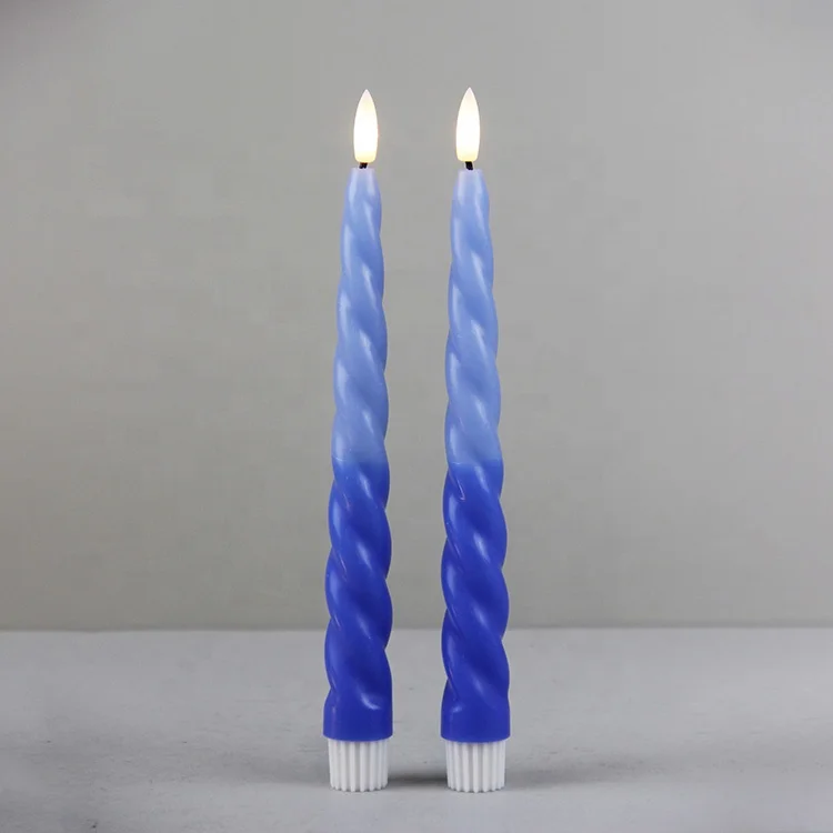 Colorful Spiral Real Wax Mixed Color Battery Operated LED Candle Stick