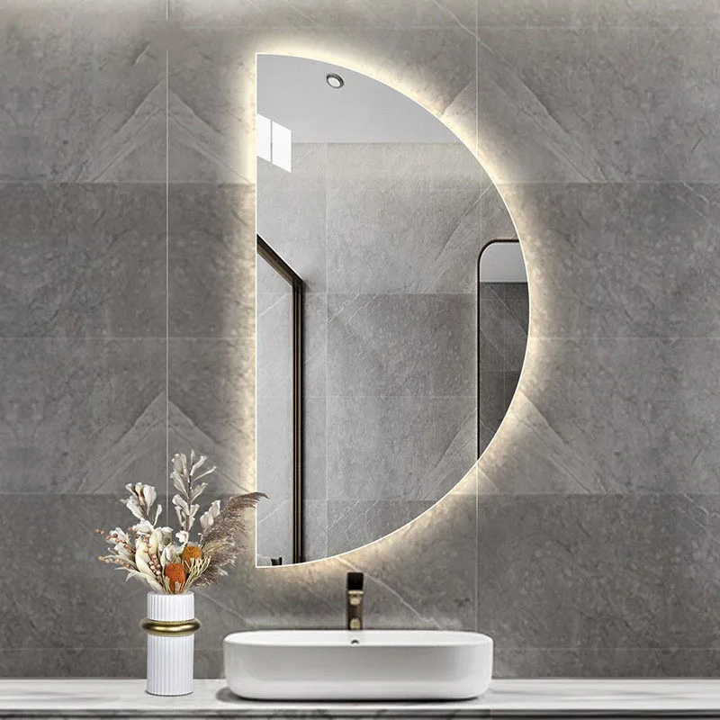 Factory Touch smart led with light bathroom mirror wall hanging semicircle bathroom wall hanging toilet sink dressing mirror