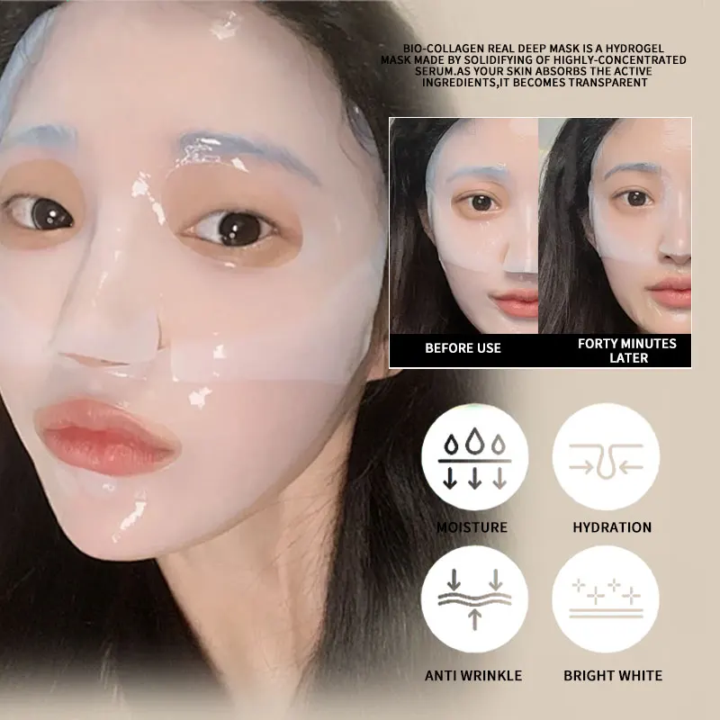 Private label Natural Moisturizing korean Bio-collagen Real Deep Mask Anti-Wrinkle Face Anti Aging Soluble Collagen Absorb Mask