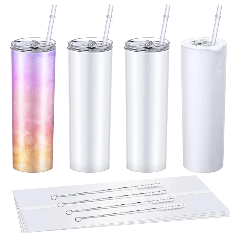 
Wholesale Stainless Steel Double wall Insulated Straight Cups Wine Tumbler 20 oz White Skinny Sublimation Bank Tumbler With Lid 
