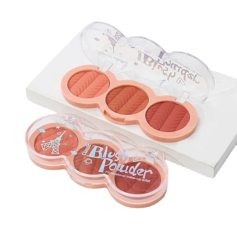 Three-color blush plate natural matte long-lasting vitality girls no powder nude makeup cheap makeup rouge cross-border