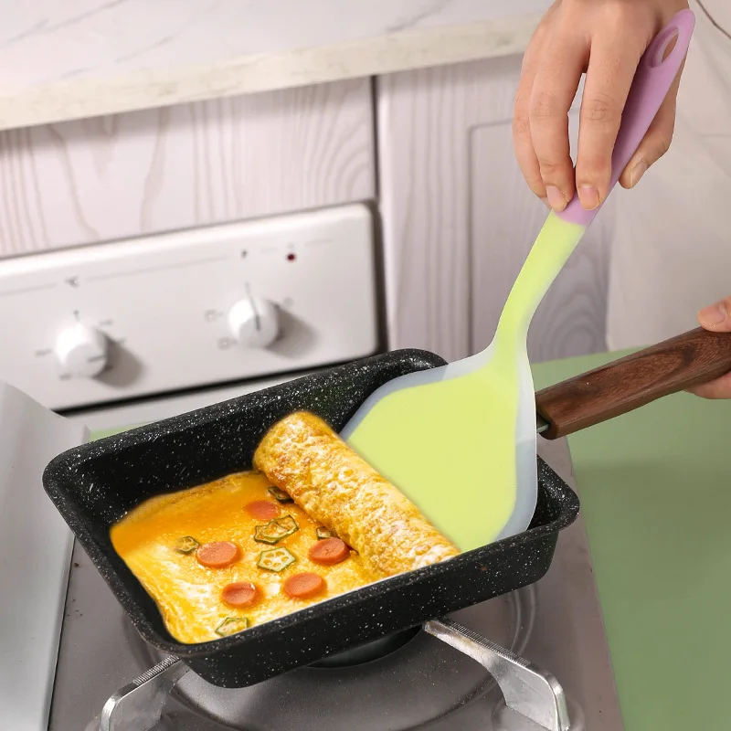 THEONE Non-Stick Kitchen Flipper Cookware Wide Silicone Pancakes Spatula Turner for Omelette Egg