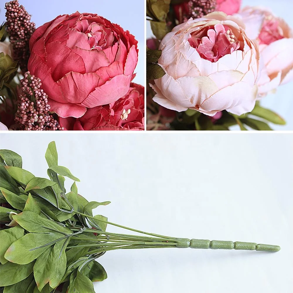 Factory wholesale High quality artificial peony flower bouquet for home wedding party decor