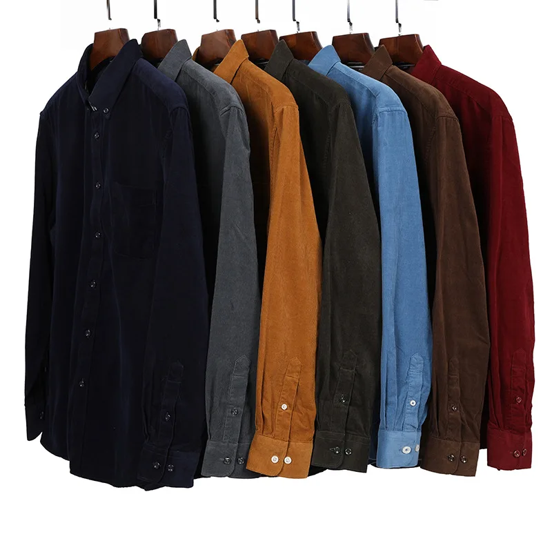 True Factory Manufacture Men Shirts XS-5XL Different Color Custom Logo Corduroy Shirts