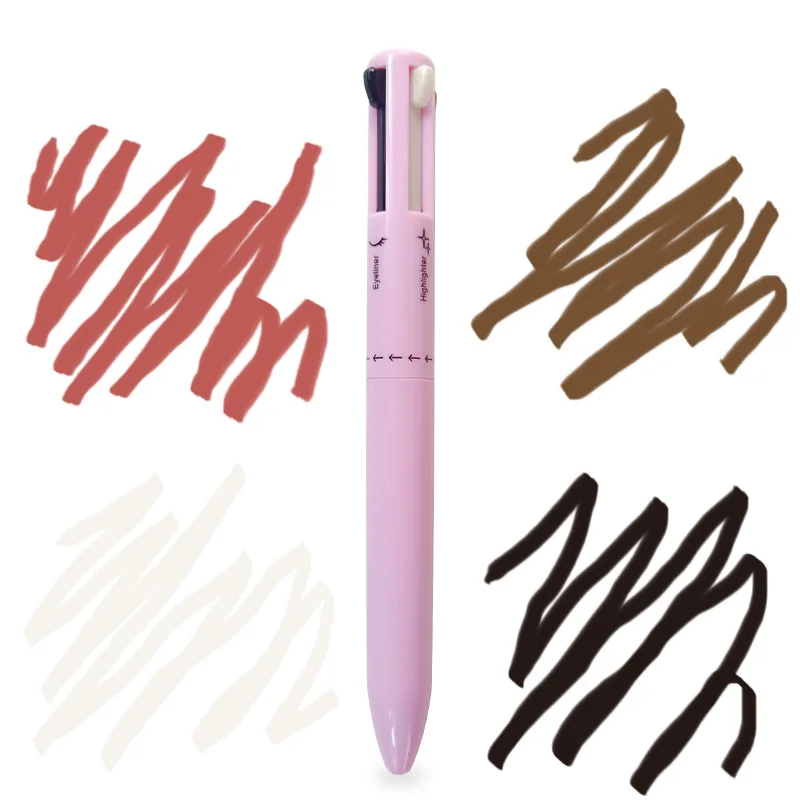 Custom Wholesale Private Label Eye Lip Liner Highlighter Penna Trucco 4 In 1 Eye Liner Lip Liner Touch Up Makeup Pen