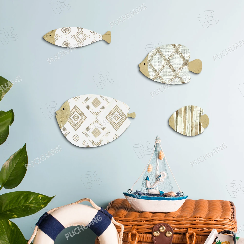 Wholesale Ocean Life PVC Fish Set Perfect for Coastal Wall Decor 4-Piece Wall Art Coastal Breeze Ocean-Themed Decor