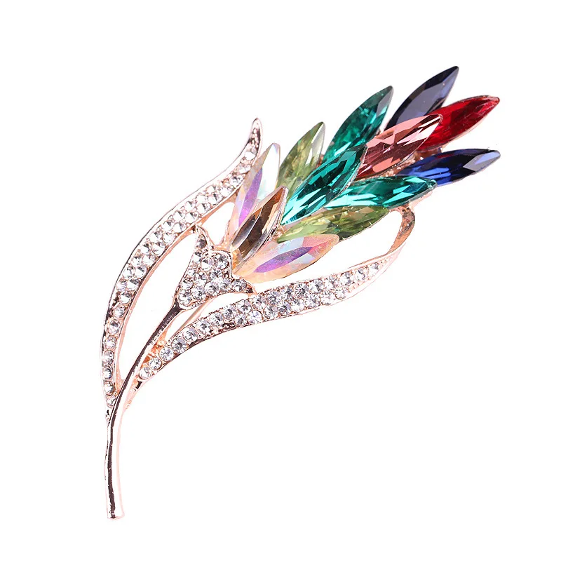 Metal Zinc Alloy Quality Fashion Teacher Women Glass Crystal Flower Muslim Rhinestone Safety Pin Jewelry Brooch
