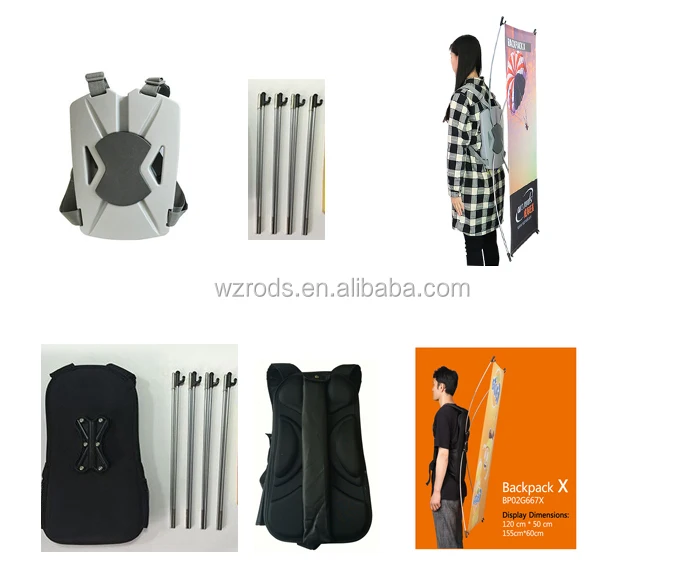 Weihai WZRODS Suppliers Custom Printed Banner Wing Flag Shape Combination Plastic Backpack With Pole For Moving Advertising