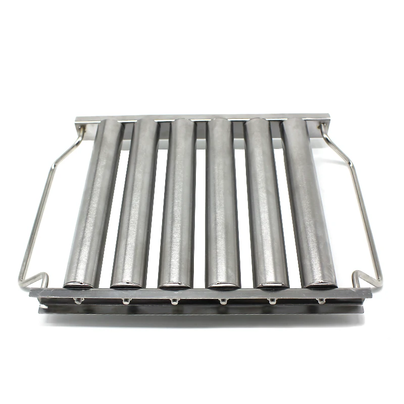 BBQ Accessories Hot Dog Roller Stainless Steel Sausage Roller Rack Griller with Extra Long Wood Handle