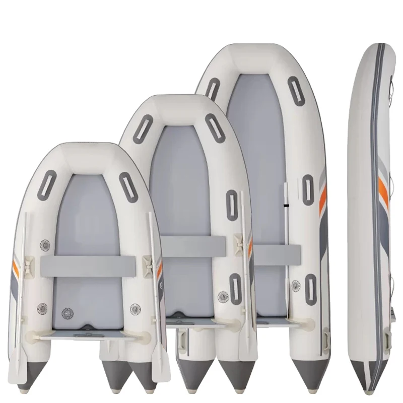 OHO Durable White Inflatable Rubber Fishing Dinghy Boat with PVC DWF Material for 2 3 4 5 Person Outdoor Water Entertainment