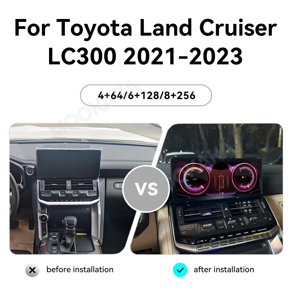 MOOKAKA 12.3 Inch Car Radio For Toyota Land Cruiser LC300 2021-2023 Car DVD Multimedia Player GPS Navigation Car Stereo