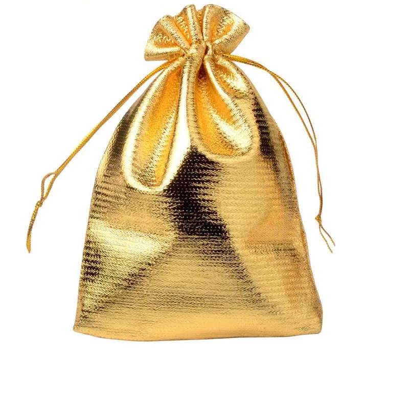 10x15cm Jewelry Packaging Bag Wedding Favor Pouches Drawstring Gift Bags Gold Silver Metallic Organza Pouch