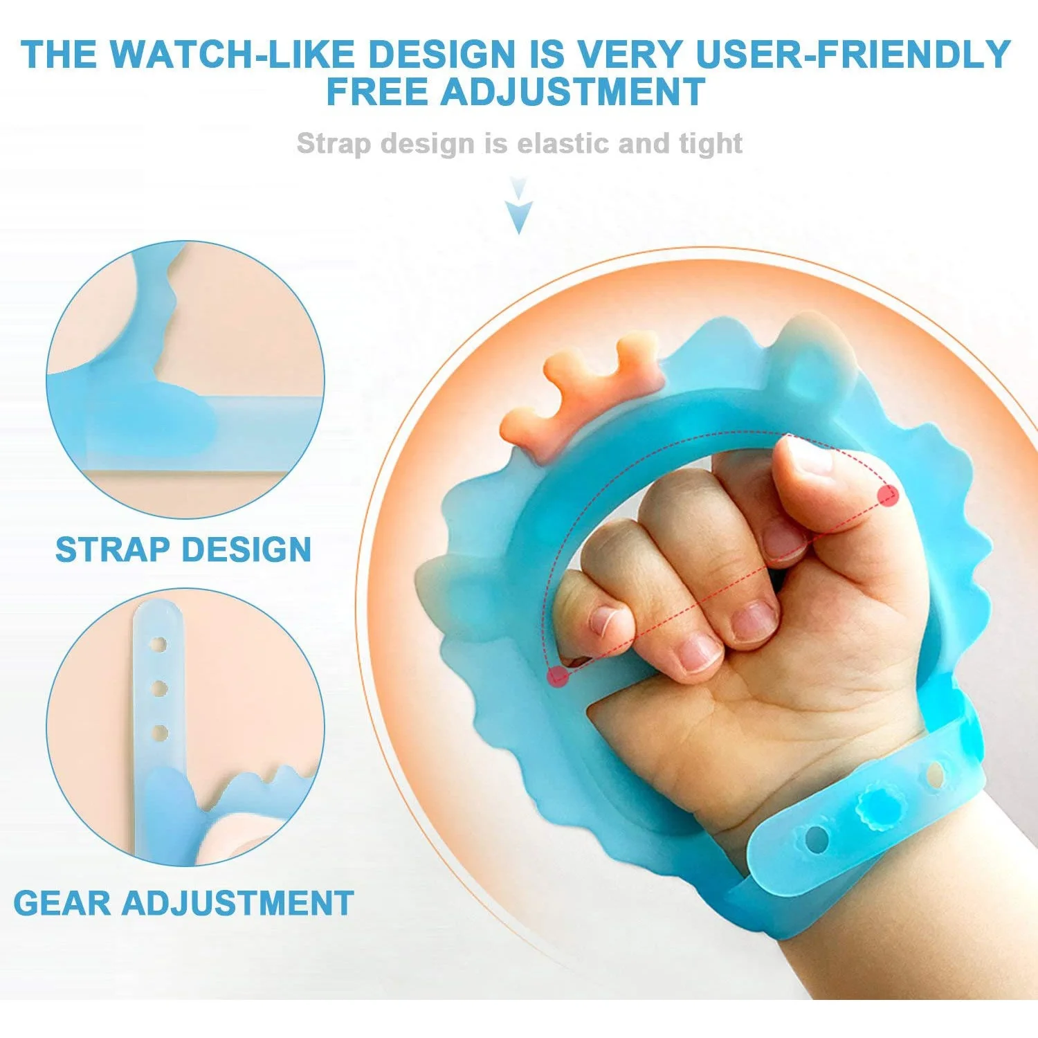 Baby Teething Toys for 0-6 and 6-12 Months Teether Glove for Infants Adjustable Wristband Chew Natural teether for Babies